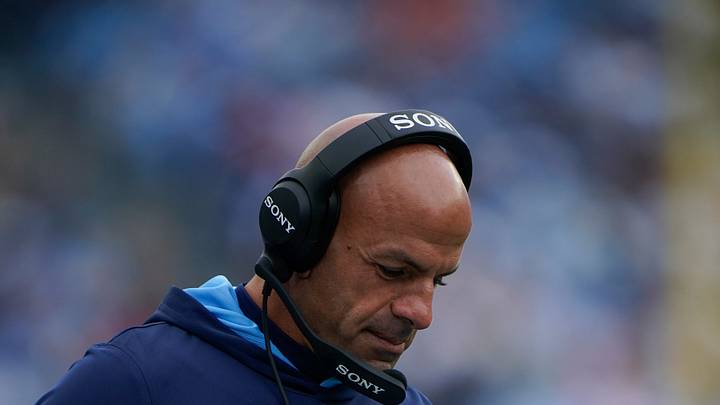 Tennessee Titans coach Robert Saleh studies the play sheet during the first quarter against the Houston Texans at Nissan Stadium in Nashville, Tenn., Sunday, Oct. 11, 2026. Tennessee Titans coach Robert Saleh studies the play sheet during the first quarter against the Houston Texans at Nissan Stadium in Nashville, Tenn., Sunday, Oct. 11, 2026.