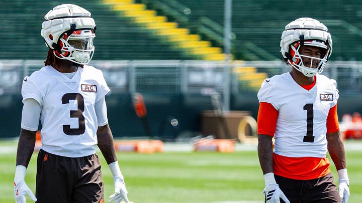 Cleveland Browns wide receiver Jerry Jeudy (3) and Cleveland Browns wide receiver KC Concepcion (1) during the first day of training camp, July 29, 2026, at the Cross Country Mortgage Campus in Berea, Ohio. Cleveland Browns wide receiver Jerry Jeudy (3) and Cleveland Browns wide receiver KC Concepcion (1) during the first day of training camp, July 29, 2026, at the Cross Country Mortgage Campus in Berea, Ohio.