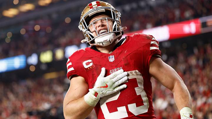  San Francisco 49ers running back Christian McCaffrey (23) should be a first-round pick and is still considered one of the best running backs to draft in fantasy football. Kelley L Cox-Imagn Images