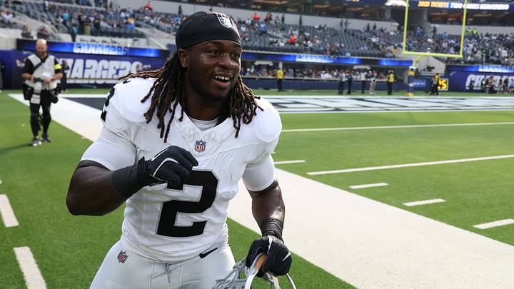 Nov 30, 2025; Inglewood, California, USA; Las Vegas Raiders running back Ashton Jeanty (2) reacts before the game at SoFi Stadium. Mandatory Credit: Kiyoshi Mio-Imagn Images Nov 30, 2025; Inglewood, California, USA; Las Vegas Raiders running back Ashton Jeanty (2) reacts before the game at SoFi Stadium. Mandatory Credit: Kiyoshi Mio-Imagn Images