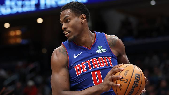 Mar 17, 2026; Washington, District of Columbia, USA; Detroit Pistons center Jalen Duren (0) grabs a rebound during the second half against the Washington Wizards at Capital One Arena. Mar 17, 2026; Washington, District of Columbia, USA; Detroit Pistons center Jalen Duren (0) grabs a rebound during the second half against the Washington Wizards at Capital One Arena.