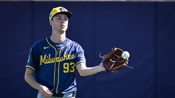 Brewers top pitching prospect Jacob Misiorowski in spring training on February 15, 2025. Brewers top pitching prospect Jacob Misiorowski in spring training on February 15, 2025.