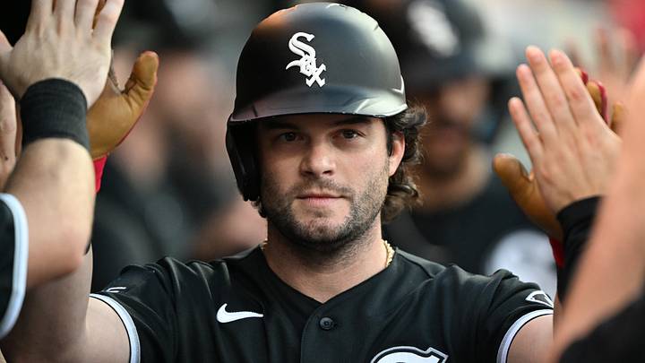 Aug 14, 2026; Detroit, Michigan, USA; Chicago White Sox designated hitter Andrew Benintendi (23) celebrates in the dugout after scoring a run against the Detroit Tigers in the fourth inning at Comerica Park. Mandatory Credit: Lon Horwedel-Imagn Images Aug 14, 2026; Detroit, Michigan, USA; Chicago White Sox designated hitter Andrew Benintendi (23) celebrates in the dugout after scoring a run against the Detroit Tigers in the fourth inning at Comerica Park. Mandatory Credit: Lon Horwedel-Imagn Images