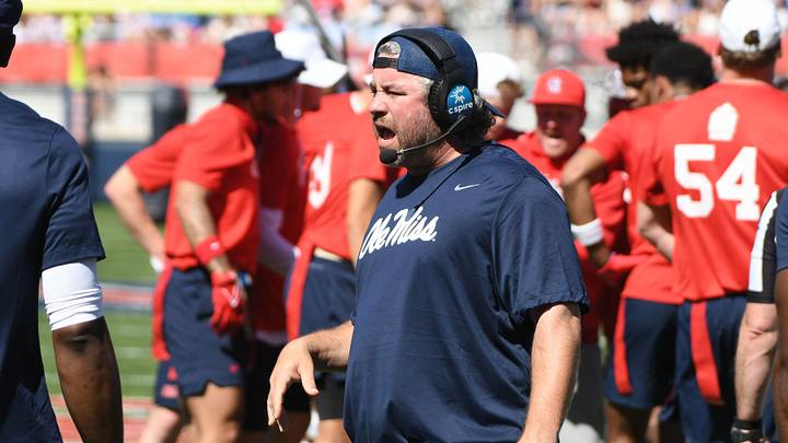 Ole Miss defensive coordinator Pete Golding coaches during the Ole Miss Grove Bowl Games at Vaught-Hemingway Stadium in Oxford, Miss., on Saturday, Apr. 13, 2024. Ole Miss defensive coordinator Pete Golding coaches during the Ole Miss Grove Bowl Games at Vaught-Hemingway Stadium in Oxford, Miss., on Saturday, Apr. 13, 2024.
