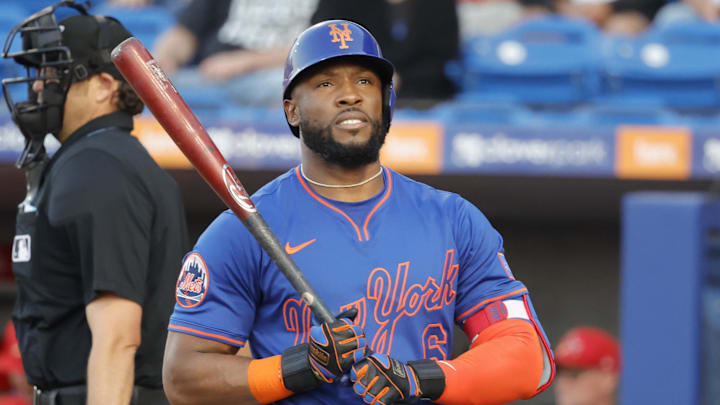 Starling Marte strikes out for the New York Mets in 2025.