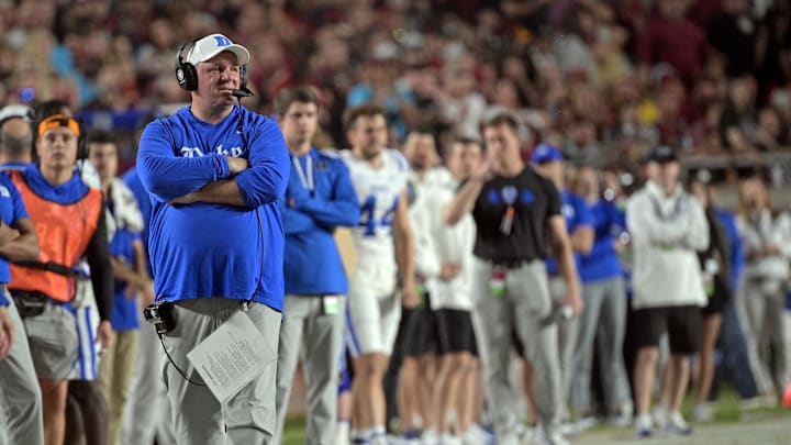 Oct 21, 2023; Tallahassee, Florida, USA; Duke Blue Devils  head coach Mike Elko during the first