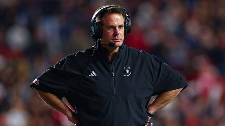 Oct 3, 2026; Piscataway, New Jersey, USA; Indiana Hoosiers head coach Curt Cignetti looks on during the first half against the Rutgers Scarlet Knights at SHI Stadium. Mandatory Credit: Vincent Carchietta-Imagn Images Oct 3, 2026; Piscataway, New Jersey, USA; Indiana Hoosiers head coach Curt Cignetti looks on during the first half against the Rutgers Scarlet Knights at SHI Stadium. Mandatory Credit: Vincent Carchietta-Imagn Images