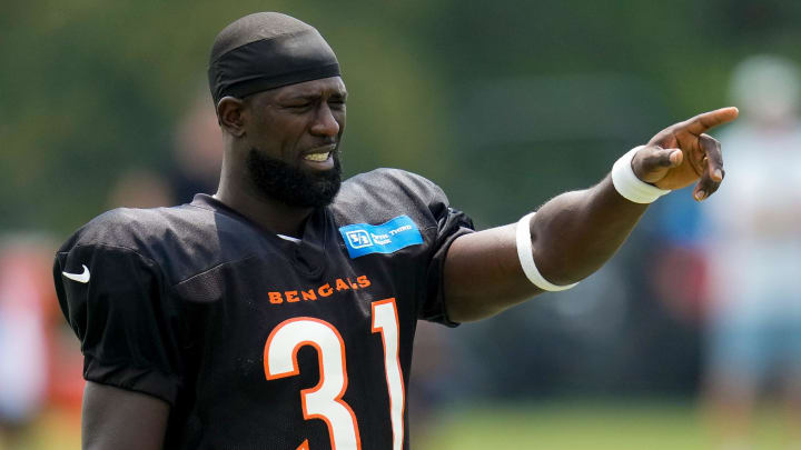 Cincinnati Bengals safety Michael Thomas (31) prepares for a training camp practice at the Paycor Stadium practice field in downtown Cincinnati on Friday, Aug. 4, 2023. Cincinnati Bengals safety Michael Thomas (31) prepares for a training camp practice at the Paycor Stadium practice field in downtown Cincinnati on Friday, Aug. 4, 2023.
