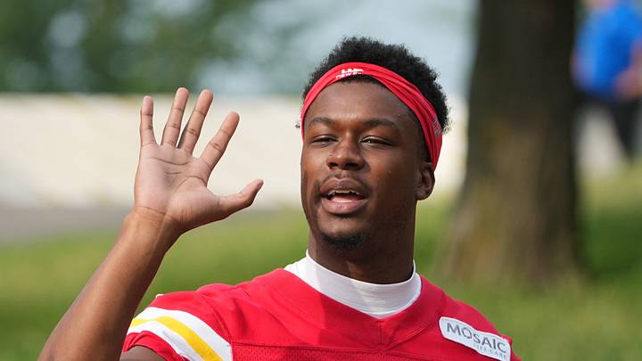 Jul 29, 2026; St. Joseph, MO, USA; Kansas City Chiefs wide receiver Jeff Caldwell (8) walks down the hill to the practice fields during training camp at Missouri Western State University. Mandatory Credit: Denny Medley-Imagn Images Jul 29, 2026; St. Joseph, MO, USA; Kansas City Chiefs wide receiver Jeff Caldwell (8) walks down the hill to the practice fields during training camp at Missouri Western State University. Mandatory Credit: Denny Medley-Imagn Images