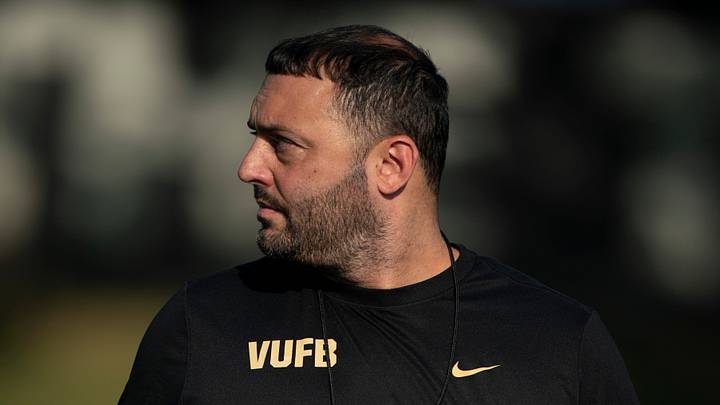 Vanderbilt Defensive Coordinator Steve Gregory attends practice at Vanderbilt University Wednesday, Aug. 5, 2026. Vanderbilt Defensive Coordinator Steve Gregory attends practice at Vanderbilt University Wednesday, Aug. 5, 2026.