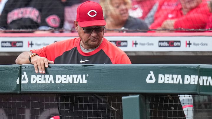 Cincinnati Reds manager Terry Francona checks notes in the ninth inning of the MLB National League game between the Cincinnati Reds and the Pittsburgh Pirates at Great American Ball Park in downtown Cincinnati on Thursday, Sept. 25, 2025. The Reds won, 2-1. Cincinnati Reds manager Terry Francona checks notes in the ninth inning of the MLB National League game between the Cincinnati Reds and the Pittsburgh Pirates at Great American Ball Park in downtown Cincinnati on Thursday, Sept. 25, 2025. The Reds won, 2-1.