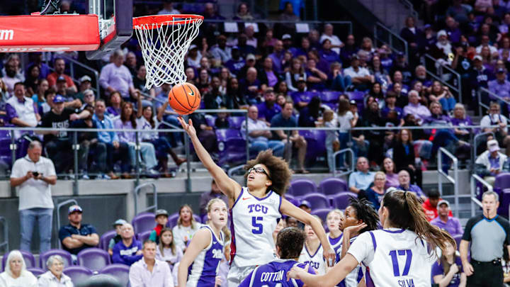 Olivia Miles led No. 9 TCU's scoring attack with 29 points in a win over Kansas State. 