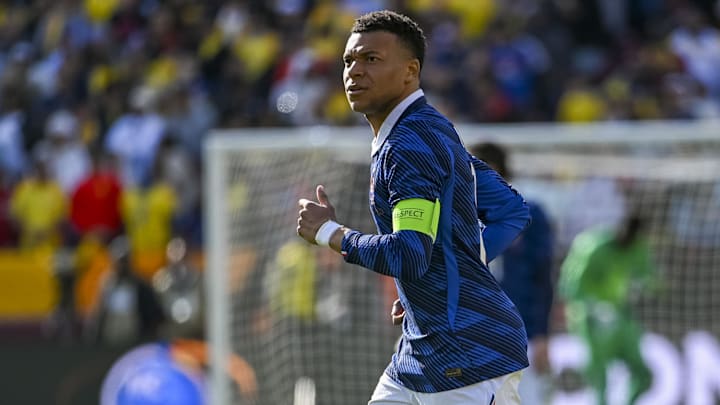 Mar 29, 2026; Landover, Maryland, USA; France forward Kylian Mbappe (10) runs across the field during the second half of an international friendly match against Colombia at Northwest Stadium. Mandatory Credit: Tommy Gilligan-Imagn Images Mar 29, 2026; Landover, Maryland, USA; France forward Kylian Mbappe (10) runs across the field during the second half of an international friendly match against Colombia at Northwest Stadium. Mandatory Credit: Tommy Gilligan-Imagn Images