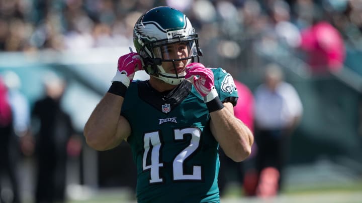 Oct 11, 2015; Philadelphia, PA, USA; Philadelphia Eagles free safety Chris Maragos (42). Oct 11, 2015; Philadelphia, PA, USA; Philadelphia Eagles free safety Chris Maragos (42).