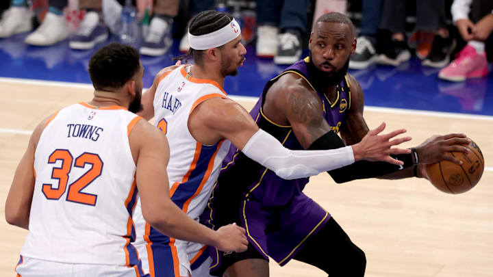 LeBron James plays against the New York Knicks in February.