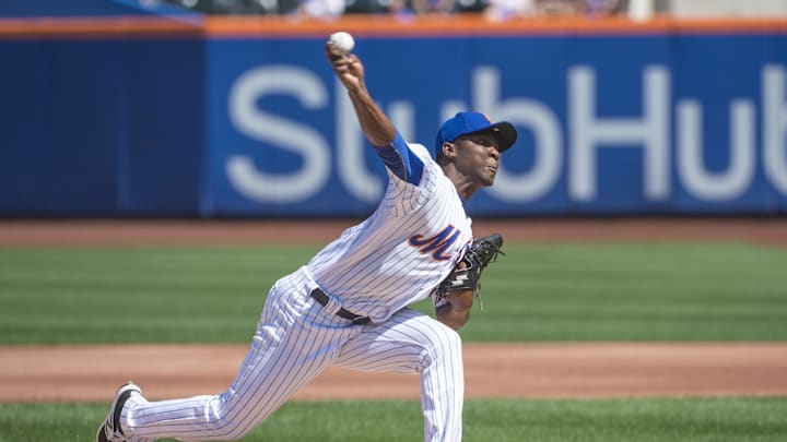 Sep 4, 2017; New York City, NY, USA; New York Mets pitcher Rafael Montero (50) delivers a pitch against the Philadelphia Phillies during the first inning at Citi Field. Mandatory Credit: Gregory J. Fisher-Imagn Images