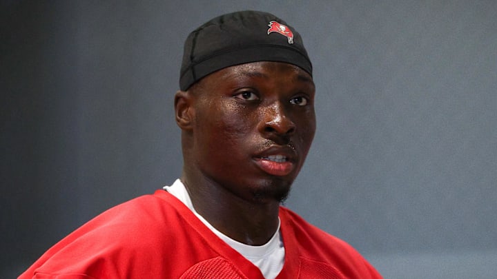 Tampa Bay Buccaneers linebacker Yaya Diaby participates in mini camp at AdventHealth Training Center.