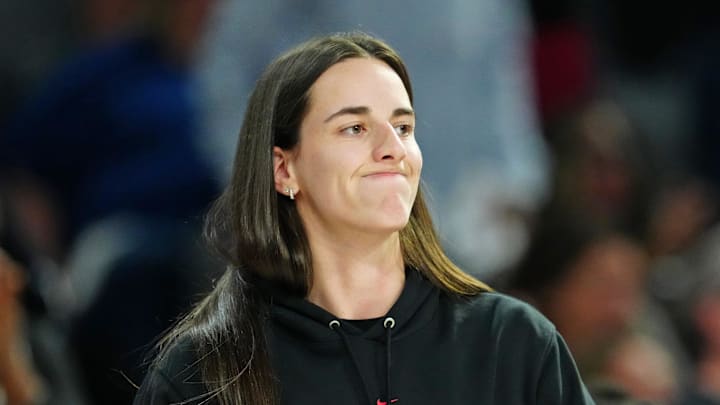 Sep 30, 2025; Las Vegas, Nevada, USA; Indiana Fever guard Caitlin Clark (22) reacts from the bench after a play made by the Las Vegas Aces during the fourth quarter of game five of the second round for the 2025 WNBA Playoffs at Michelob Ultra Arena. Mandatory Credit: Stephen R. Sylvanie-Imagn Images Sep 30, 2025; Las Vegas, Nevada, USA; Indiana Fever guard Caitlin Clark (22) reacts from the bench after a play made by the Las Vegas Aces during the fourth quarter of game five of the second round for the 2025 WNBA Playoffs at Michelob Ultra Arena. Mandatory Credit: Stephen R. Sylvanie-Imagn Images