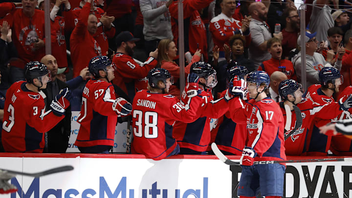 Dylan Strome, Washington Capitals Mandatory Credit: Geoff Burke-Imagn Images
