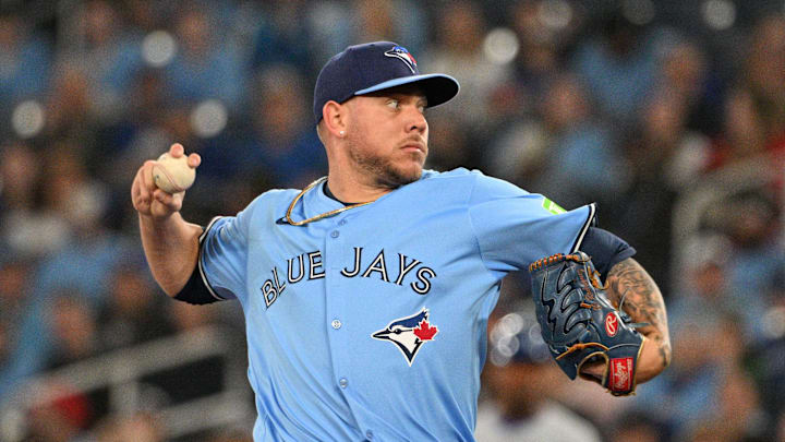 Apr 29, 2024; Toronto, Ontario, CAN;  Toronto Blue Jays starting pitcher Yariel Rodriguez (29)