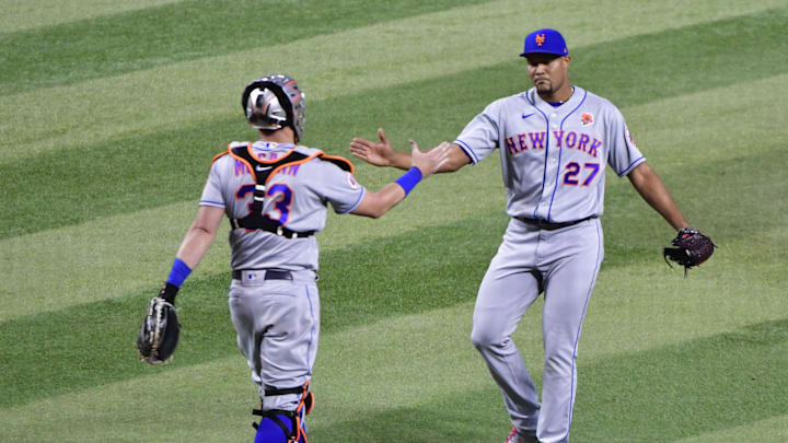 May 31, 2021; Phoenix, Arizona, USA; New York Mets relief pitcher Jeurys Familia (27) celebrates