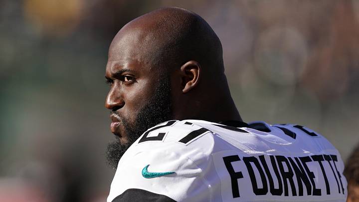 Dec 15, 2019; Oakland, CA, USA; Jacksonville Jaguars running back Leonard Fournette (27) stands on the field before the game against the Oakland Raiders at Oakland Coliseum. 