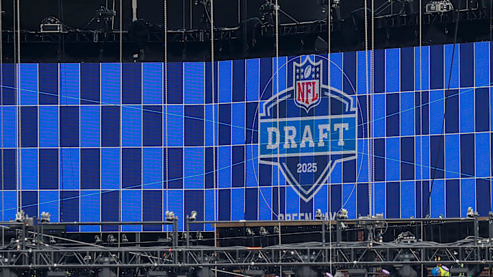 A video board displays the 2025 NFL Draft logo as the NFL Draft Theater is under construction on Thursday, April 17, 2025, at Lambeau Field in Green Bay, WI. The 2025 NFL Draft will be held April 24-26.
Tork Mason/USA TODAY NETWORK-Wisconsin