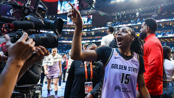 Oct 24, 2026; Atlanta, Georgia, USA; Golden State Valkyries guard Tiffany Hayes (15) celebrates after a victory over the Atlanta Dream in game four of the 2026 WNBA Finals at State Farm Arena. Mandatory Credit: Brett Davis-Imagn Images Oct 24, 2026; Atlanta, Georgia, USA; Golden State Valkyries guard Tiffany Hayes (15) celebrates after a victory over the Atlanta Dream in game four of the 2026 WNBA Finals at State Farm Arena. Mandatory Credit: Brett Davis-Imagn Images