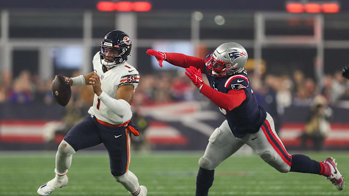 Oct 24, 2022; Foxborough, Massachusetts, USA; New England Patriots outside linebacker Matt Judon (9)