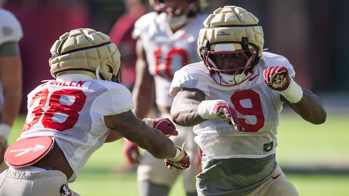 Florida State Seminoles linebacker Omar Graham Jr. (9) practices Thursday, April 9, 2026.