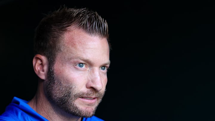 Sep 21, 2025; Philadelphia, Pennsylvania, USA; Los Angeles Rams head coach Sean McVay walks from the tunnel for action against the Philadelphia Eagles at Lincoln Financial Field. Mandatory Credit: Bill Streicher-Imagn Images