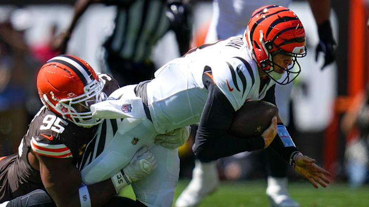 Myles Garrett sacked Joe Burrow twice in the Bengals' win over the Browns. 