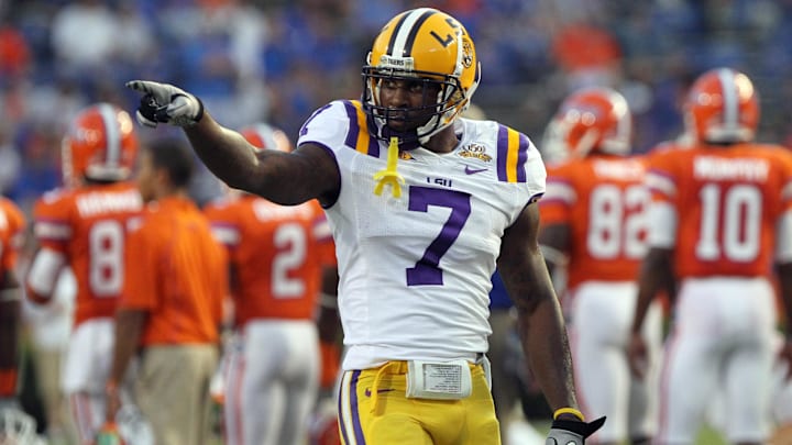 October 9, 2010; Gainesville FL, USA; LSU Tigers cornerback Patrick Peterson (7) before their game against the Florida Gators at Ben Hill Griffin Stadium. Mandatory Credit: Kim Klement-Imagn Images