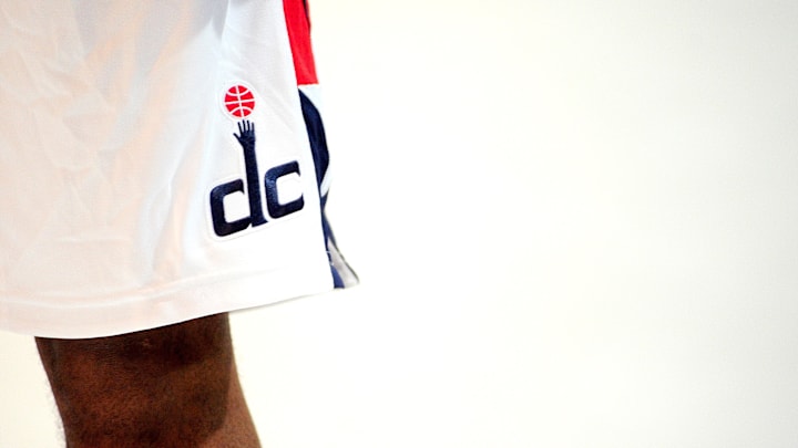 December 15, 2011; Washington, DC, USA; The shorts of Washington Wizards guard Mike Wilks displays the Wizards logo during media day at Verizon Center. Mandatory Credit: Evan Habeeb-Imagn Images