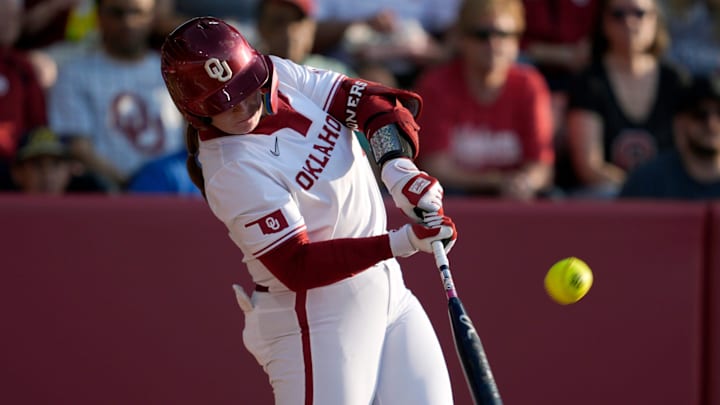Oklahoma Sooners catcher Kendall Wells (1) walked on a six-pitch at-bat in the bottom of the first as the University of Oklahoma hosted the University of Kentucky at Love's Field in Norman, Okla., Wednesday, April 3, 2026.