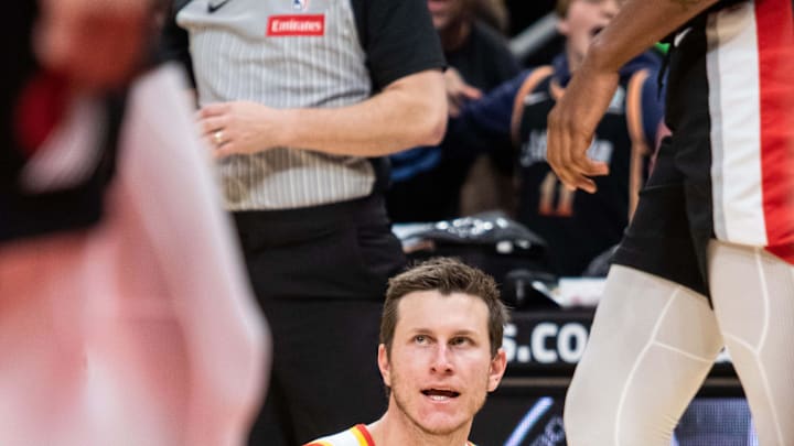 Mar 27, 2024; Atlanta, Georgia, USA; Atlanta Hawks guard Garrison Mathews (25) 