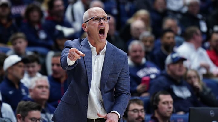 Dec 5, 2025; Storrs, Connecticut, USA; UConn Huskies head coach Dan Hurley watches from the sideline as they take on East Texas A&M at Harry A. Gampel Pavilion. Mandatory Credit: David Butler II-Imagn Images Dec 5, 2025; Storrs, Connecticut, USA; UConn Huskies head coach Dan Hurley watches from the sideline as they take on East Texas A&M at Harry A. Gampel Pavilion. Mandatory Credit: David Butler II-Imagn Images