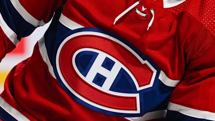 Feb 10, 2022; Montreal, Quebec, CAN; A view of the Montreal Canadiens logo worn by a member of the team during warm-up at Bell Centre. Mandatory Credit: David Kirouac-Imagn Images Feb 10, 2022; Montreal, Quebec, CAN; A view of the Montreal Canadiens logo worn by a member of the team during warm-up at Bell Centre. Mandatory Credit: David Kirouac-Imagn Images