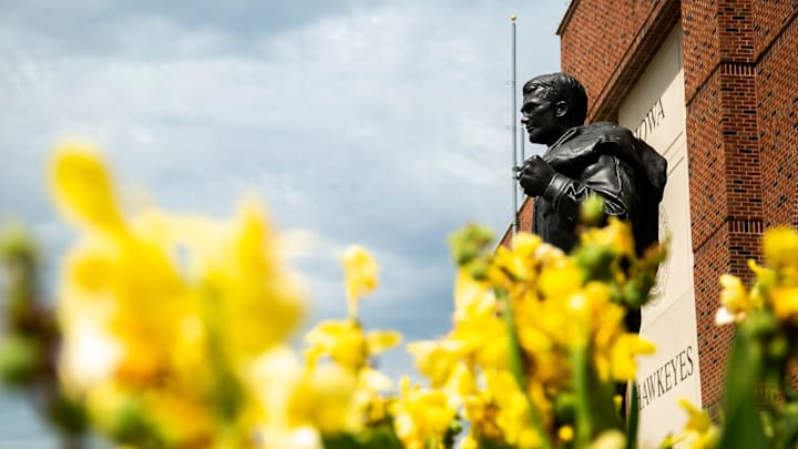 A statue of Nile Kinnick is seen before the Kids Day at Kinnick NCAA football practice, Saturday, Aug. 13, 2022, at Kinnick Stadium in Iowa City, Iowa.

220813 Ia Kids Day Fb 006 Jpg