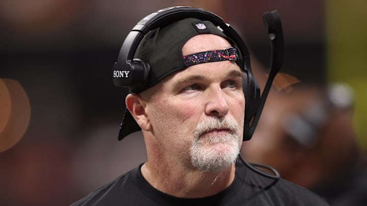 Washington Commanders head coach Dan Quinn during the second half against the Atlanta Falcons.
