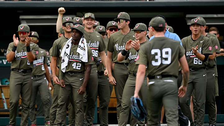 Vanderbilt pitcher Connor Fennell (39) walks off the field after being taken out of the game against Georgia during the sixth inning of an NCAA college baseball game at Hawkins Field Saturday, April 19, 2025, in Nashville, Tenn. Vanderbilt pitcher Connor Fennell (39) walks off the field after being taken out of the game against Georgia during the sixth inning of an NCAA college baseball game at Hawkins Field Saturday, April 19, 2025, in Nashville, Tenn.