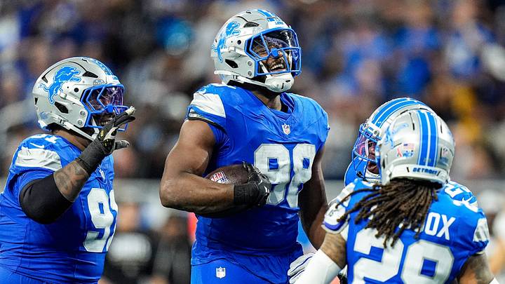 Detroit Lions edge rusher DJ Wonnum (98). Detroit Lions edge rusher DJ Wonnum (98).
