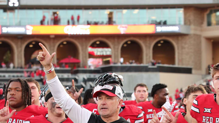 Texas Tech Red Raiders head coach Joey McGuire after the game against the Oklahoma State Cowboys at Jones AT&T Stadium. Texas Tech Red Raiders head coach Joey McGuire after the game against the Oklahoma State Cowboys at Jones AT&T Stadium.