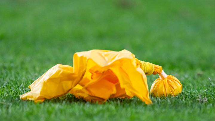 Detailed view of a yellow penalty flag on the field - Mandatory Credit: Mark J. Rebilas-Imagn Images Detailed view of a yellow penalty flag on the field - Mandatory Credit: Mark J. Rebilas-Imagn Images