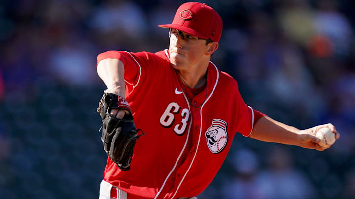 Cincinnati Reds non-roster invitee pitcher Phillip Diehl (63) delivers during a spring training game.
