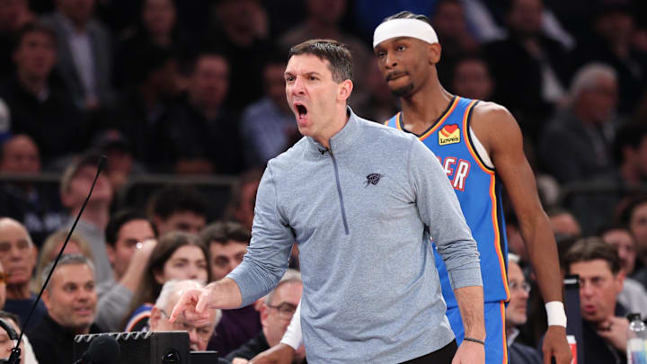 The Oklahoma City Thunder and head coach Mark Daigneault are favored on Monday. The Oklahoma City Thunder and head coach Mark Daigneault are favored on Monday.