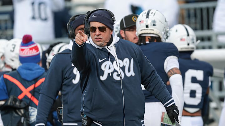 Penn State Nittany Lions head coach James Franklin reacts during the first half against the SMU Mustangs at Beaver Stadium. 