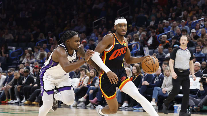 Feb 11, 2024; Oklahoma City, Oklahoma, USA; Oklahoma City Thunder guard Shai Gilgeous-Alexander (2)