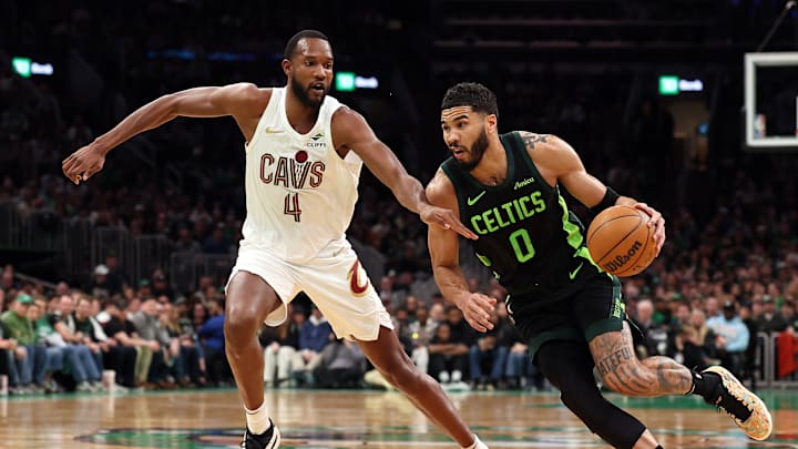 Evan Mobley, Cleveland Cavaliers and Jayson Tatum, Boston Celtics