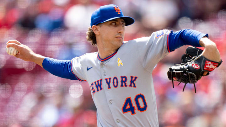 New York Mets pitcher Brandon Sproat (40) pitches in the first inning between Cincinnati Reds and New York Mets at Great American Ball Park in Cincinnati on Sept. 7, 2025.